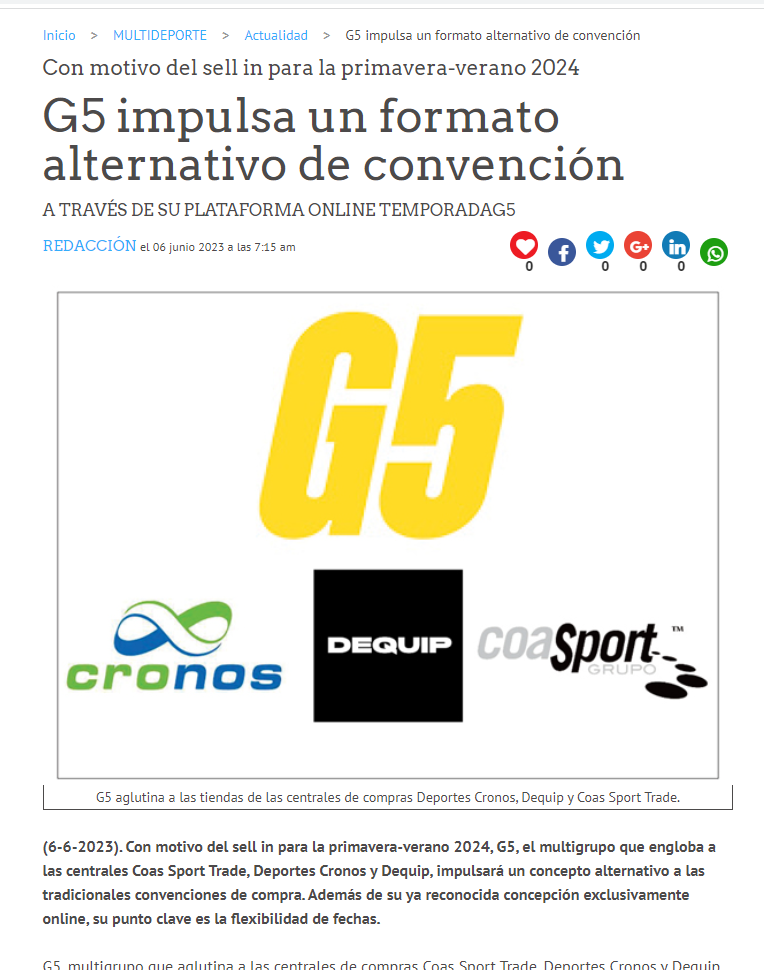 Nuevo modelo de Convención on line G5